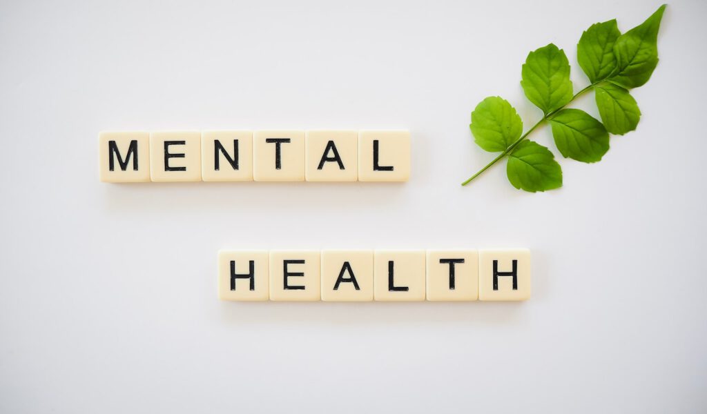 Letter blocks spelling out "Mental Health".